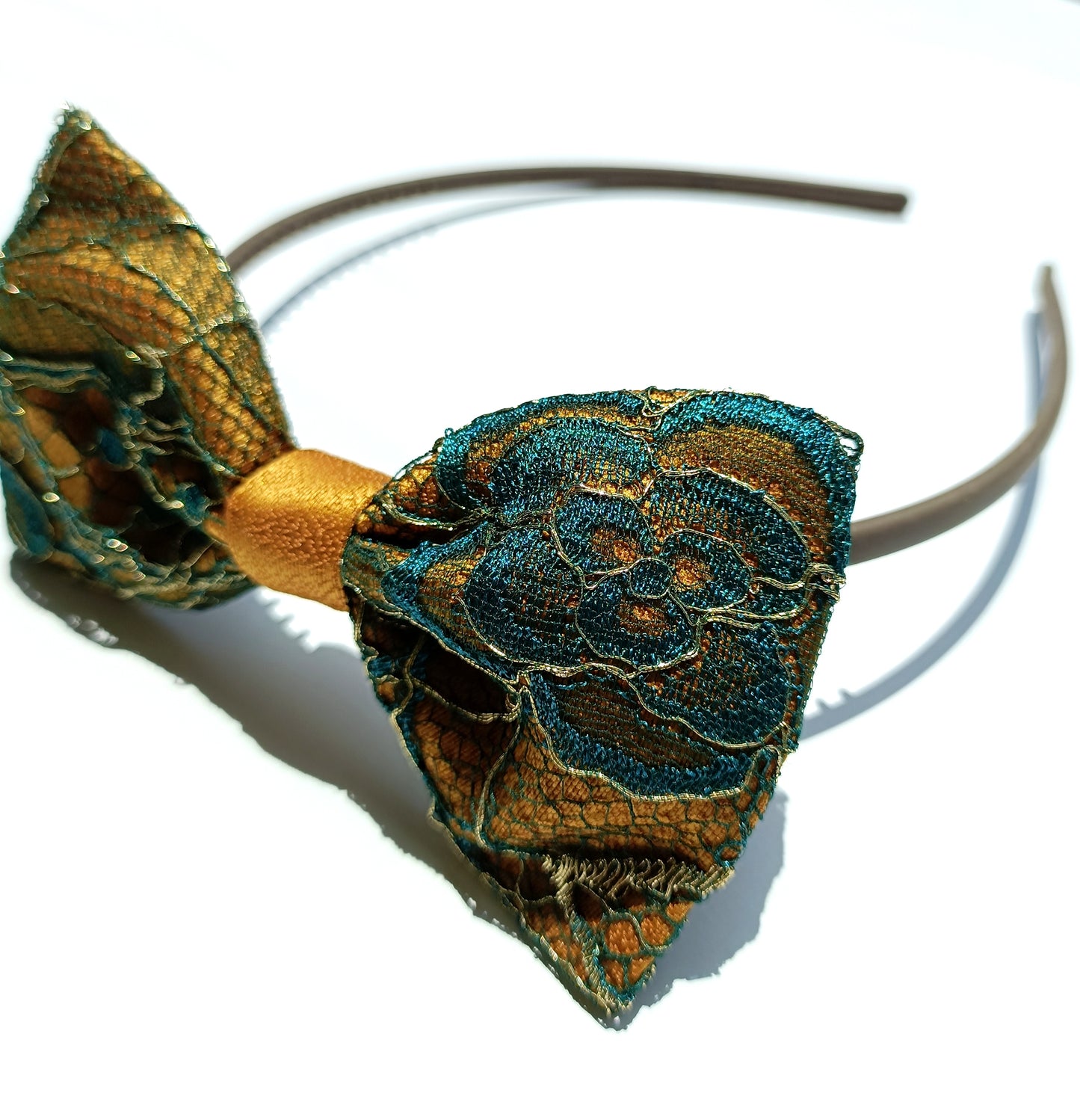 Tribulus - Hairband with a bow made from finest Italian and French fabrics and laces