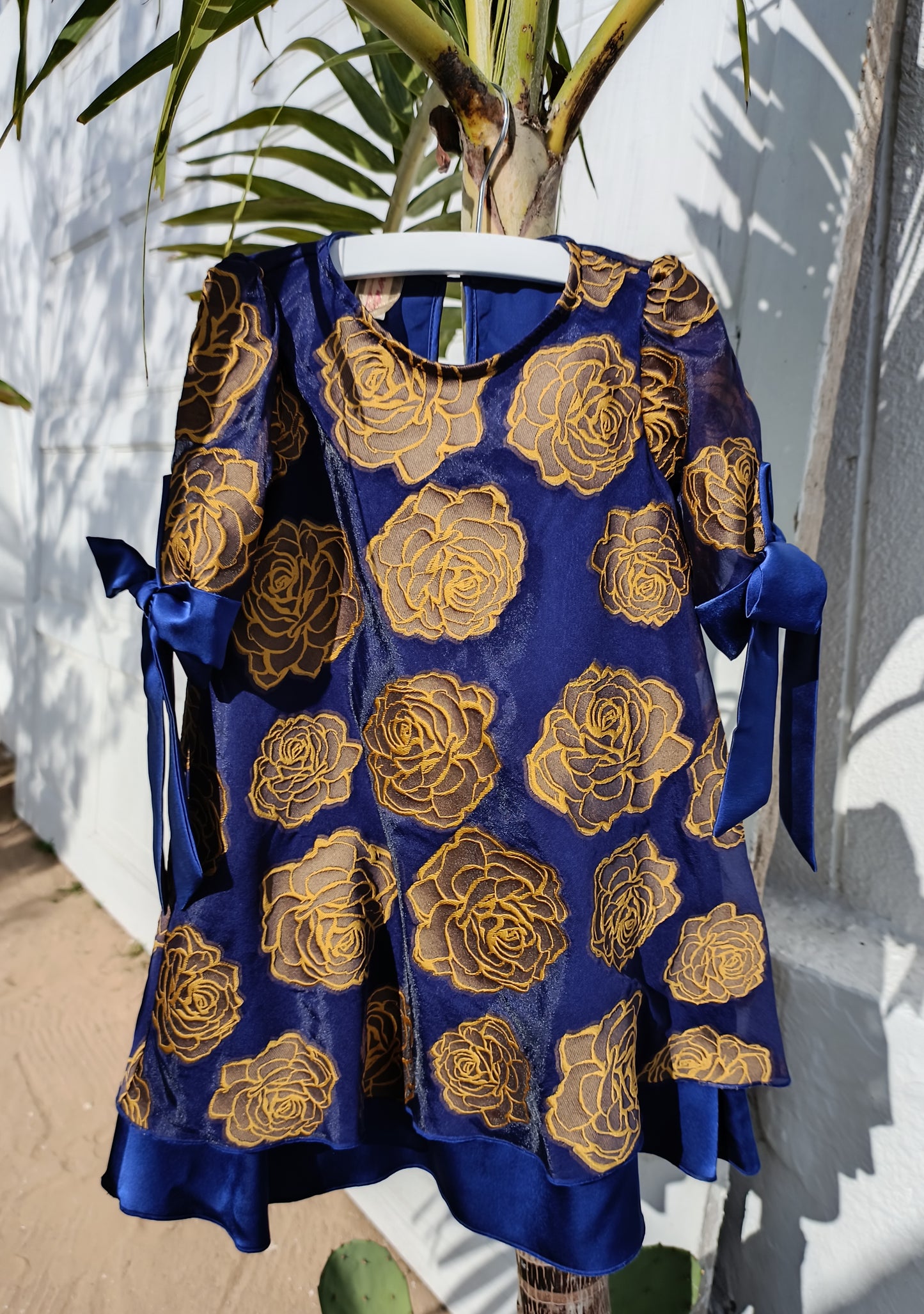 Sunflower - Blue Organza with Flower Embroidery