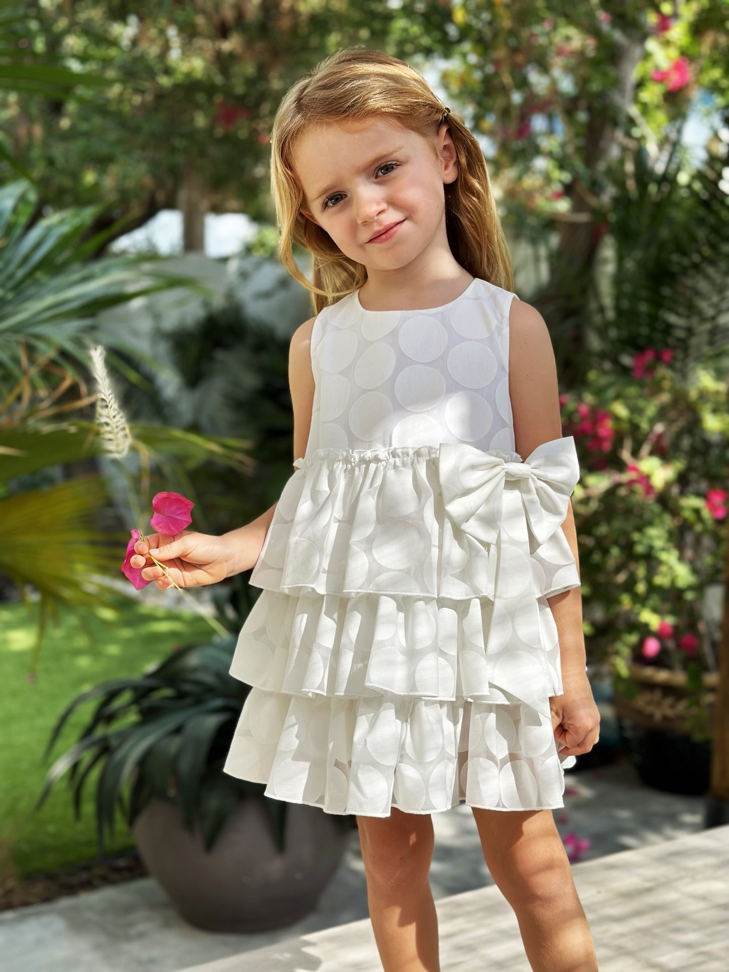 Dahlia - Dahlia - Ruffle Cotton Dress with Big Polka Dots