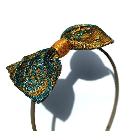 Tribulus - Hairband with a bow made from finest Italian and French fabrics and laces