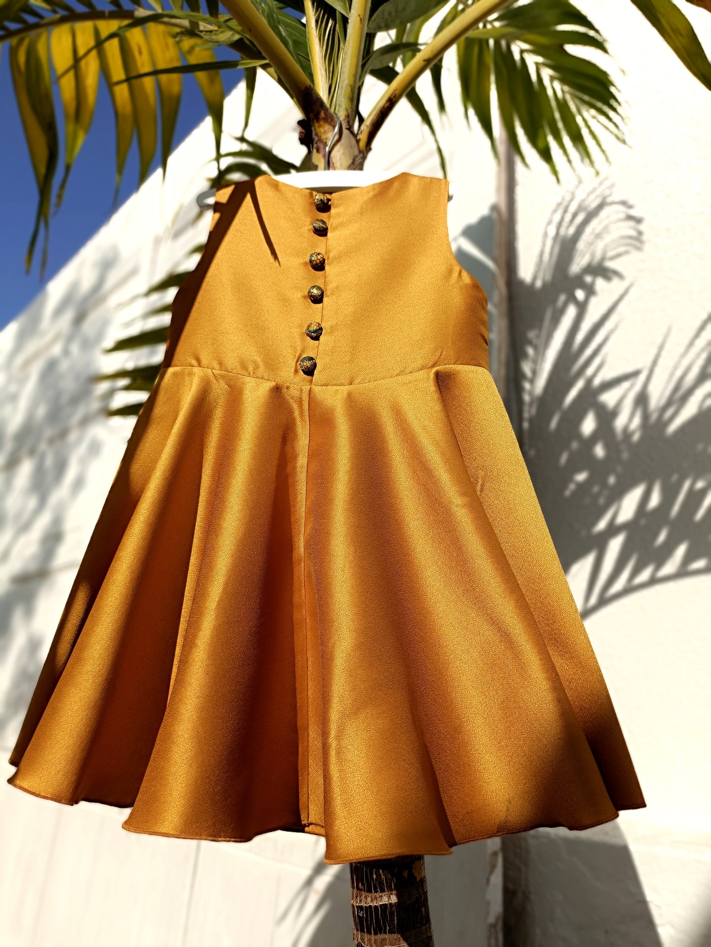 Tribulus - Gold Brocade Dress with Lace Details