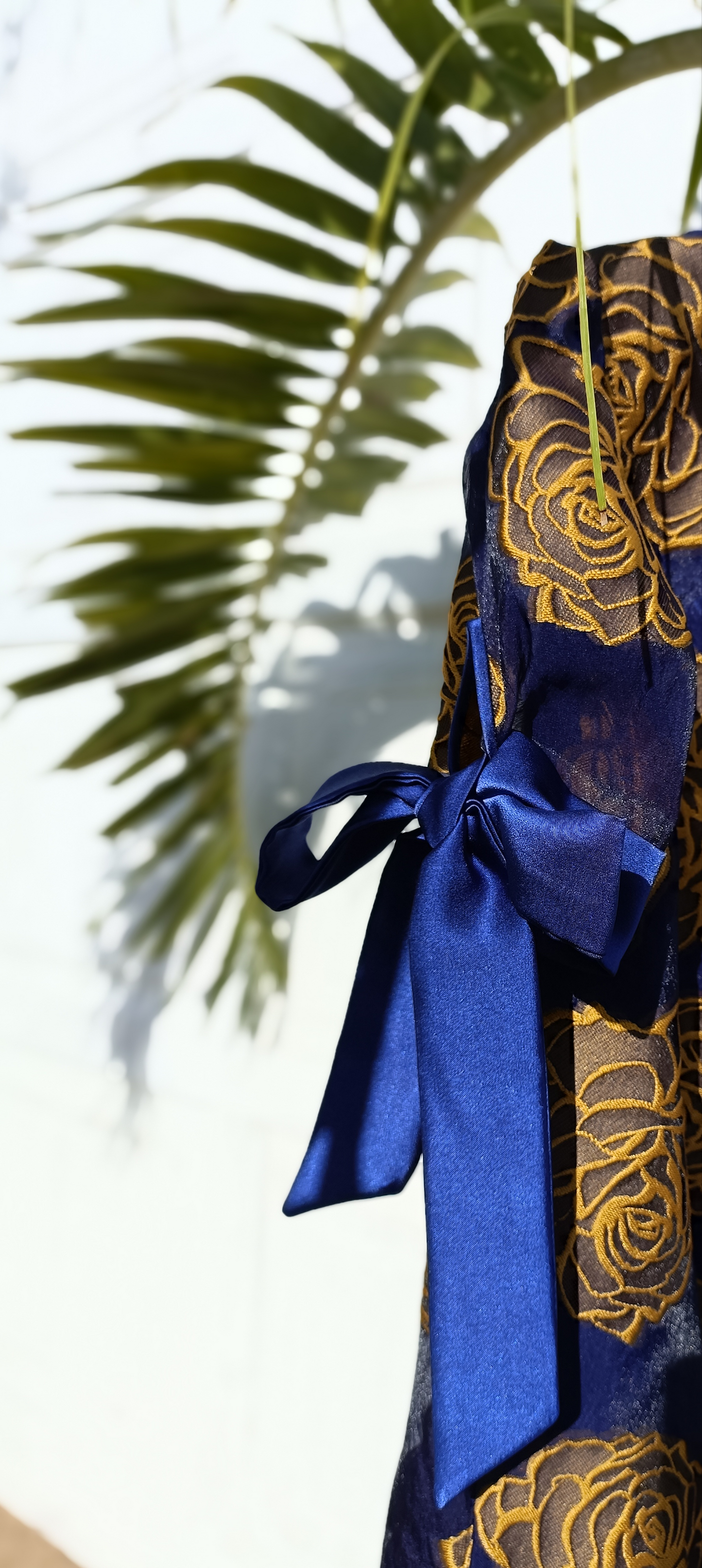 Sunflower - Blue Organza with Flower Embroidery