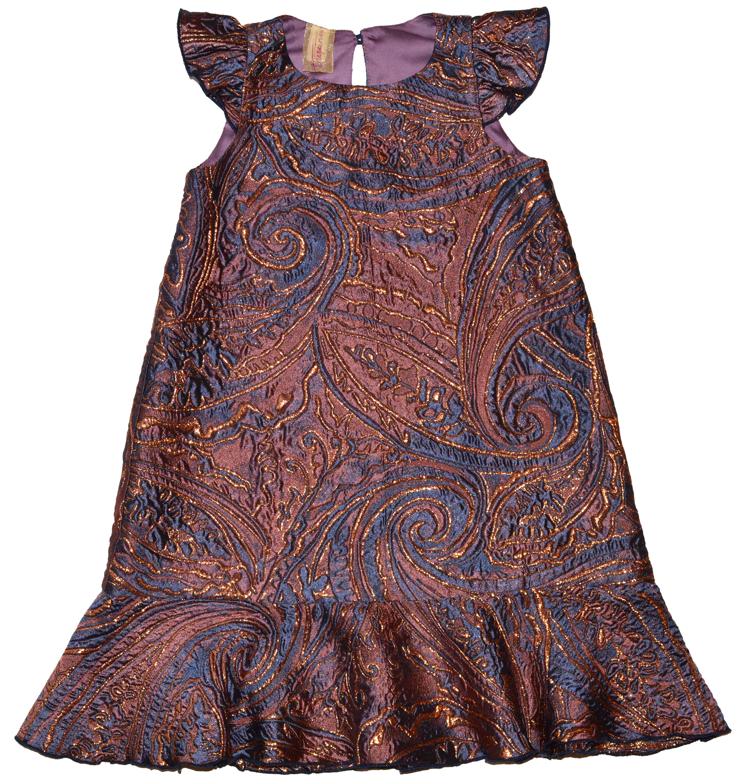Fresia - Brocade Dress with Ruffle Sleeves