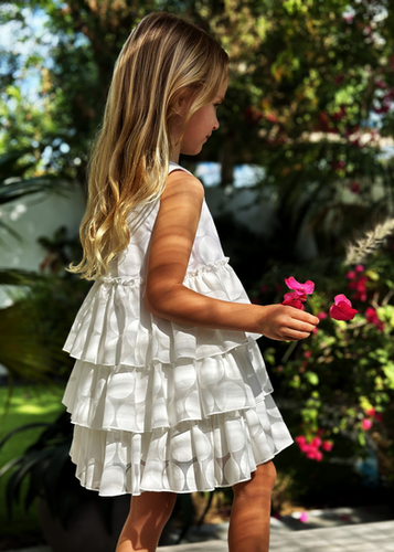 Dahlia - Dahlia - Ruffle Cotton Dress with Big Polka Dots