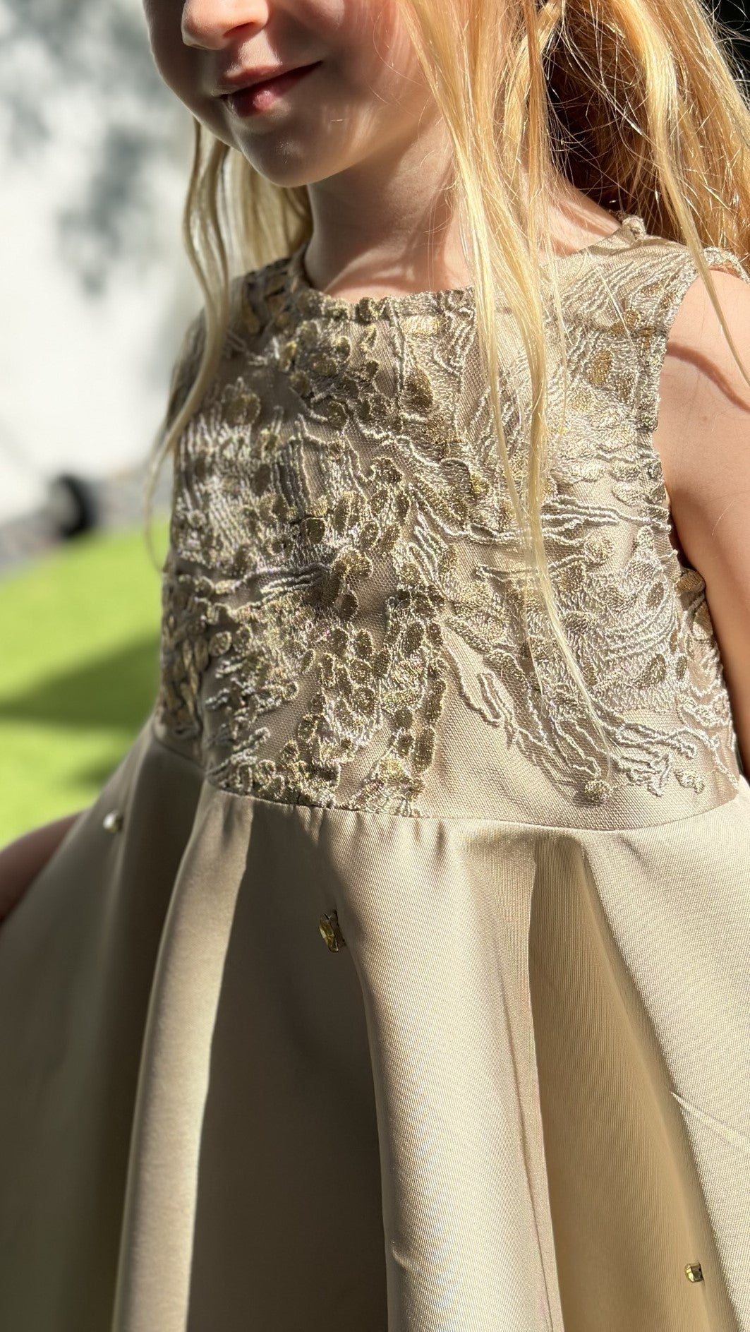 Hyacinth - Taffeta Dress with Lace and Crystals
