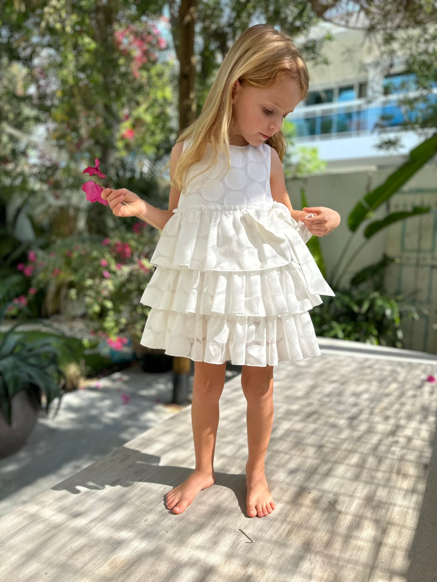 Dahlia - Dahlia - Ruffle Cotton Dress with Big Polka Dots