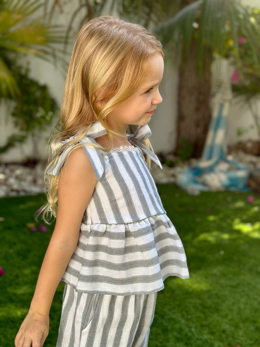 Lilly of the Valley - Line Grey Stripy Set with Lace