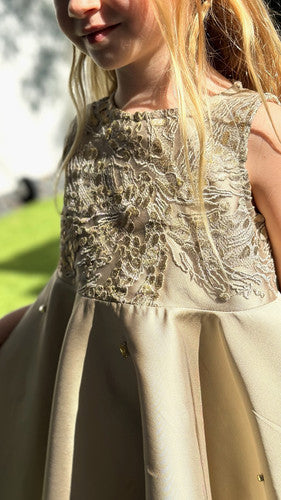 Hyacinth - Taffeta Dress with Lace and Crystals
